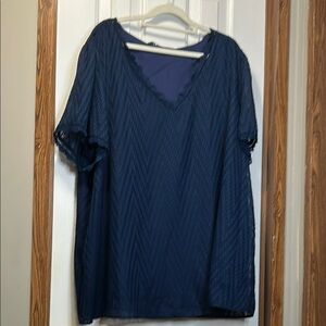 BloomChic Sheer Lace Blue Short Sleeve Blouse NWT